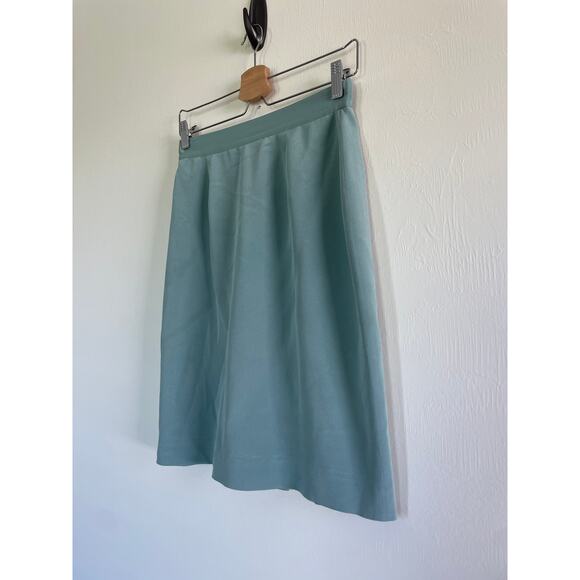 vintage BARRIE PACE Ltd. light turquoise blue 100% silk straight pencil skirt - Picture 2 of 8